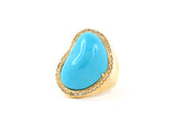 901717 - Lisht Gold Turquoise Diamond Heart Kidney Ring