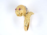 901718 - Gold Diamond Ruby Lion Head Twist Ring