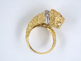 901718 - Gold Diamond Ruby Lion Head Twist Ring