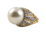 901729 - Circa1980 Buccellati Gold South Sea Pearl Diamond Ring