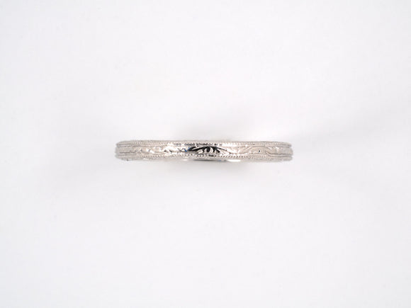 901735 - SOLD - Platinum Carved Wedding Ring