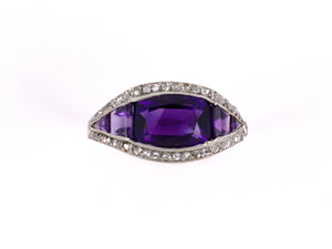 901743 - Art Deco Platinum Amethyst Rose Cut Diamond Ring