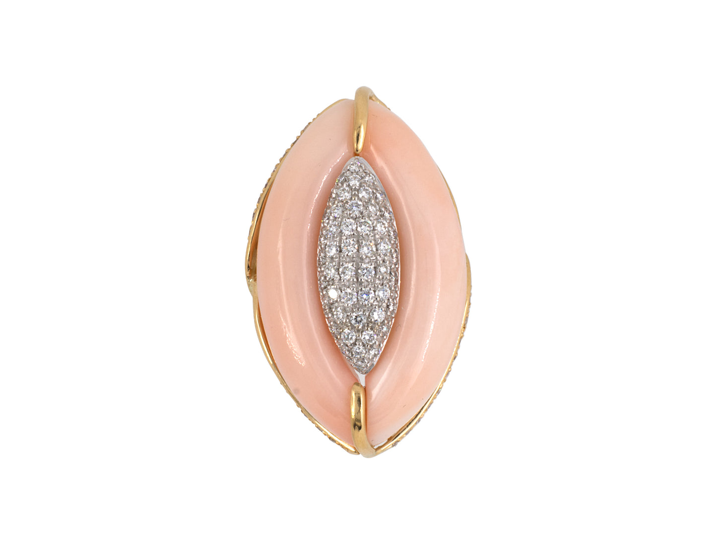 901747 - Gold Coral Diamond Dinner Ring