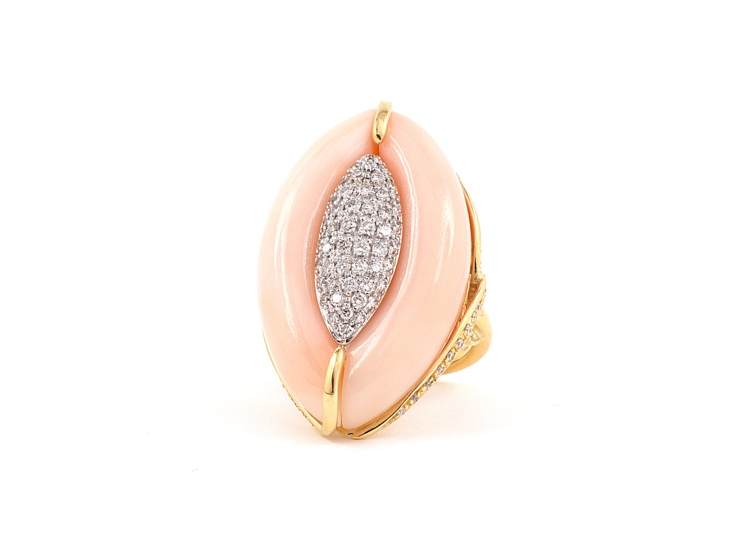 901747 - Gold Coral Diamond Dinner Ring