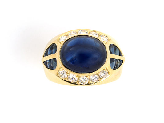 901748 - Italy Gold Sapphire Diamond Ring