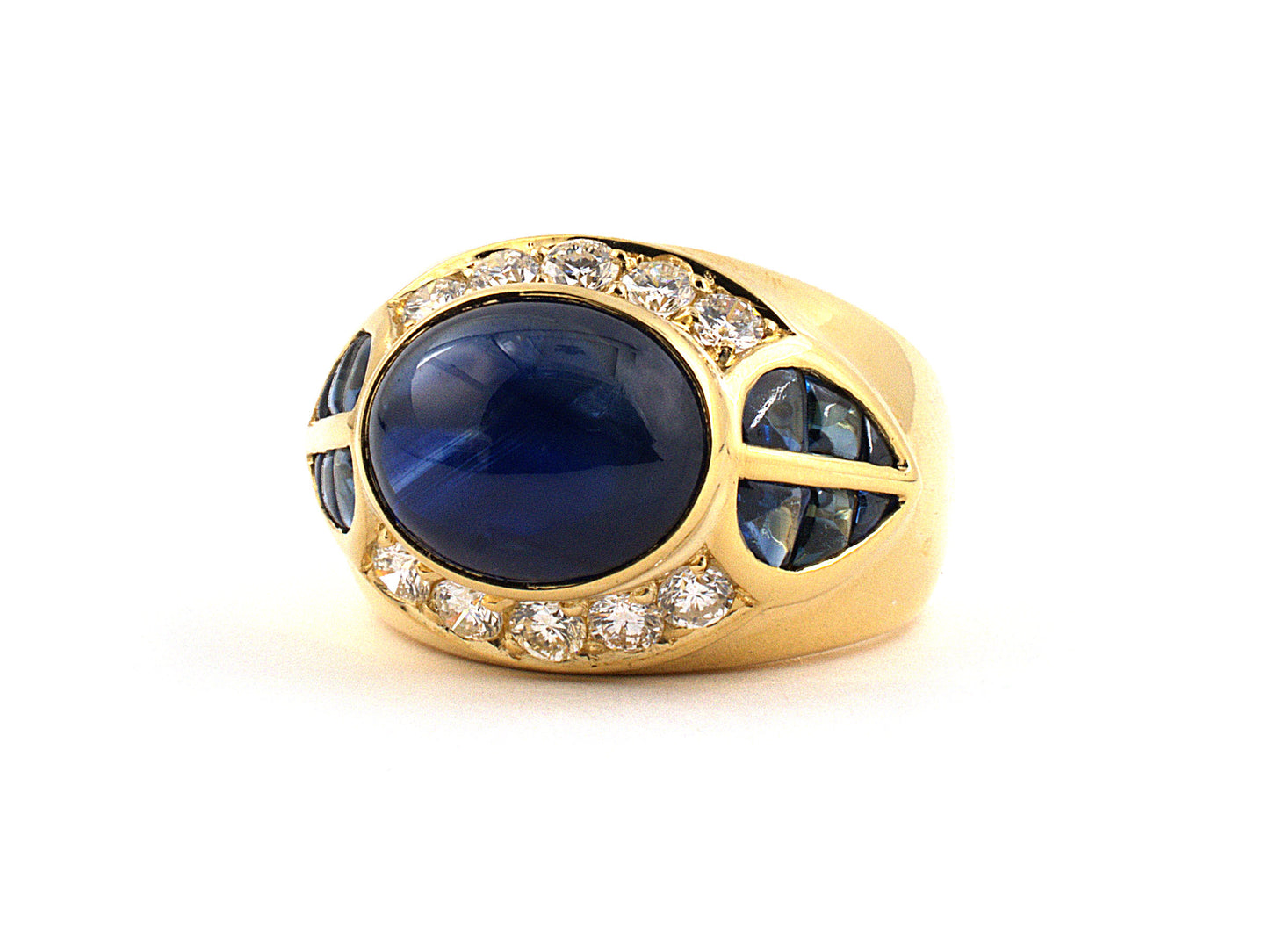 901748 - Italy Gold Sapphire Diamond Ring