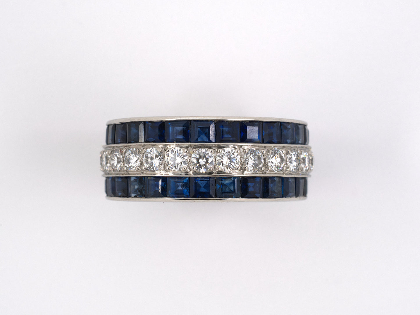 901768 - SOLD - Platinum Diamond Sapphire Eternity Ring