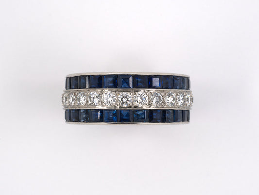 901768 - SOLD - Platinum Diamond Sapphire Eternity Ring