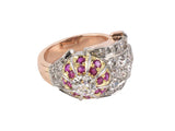 901771 - Retro Platinum Gold Diamond Ruby Ring