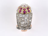 901771 - Retro Platinum Gold Diamond Ruby Ring