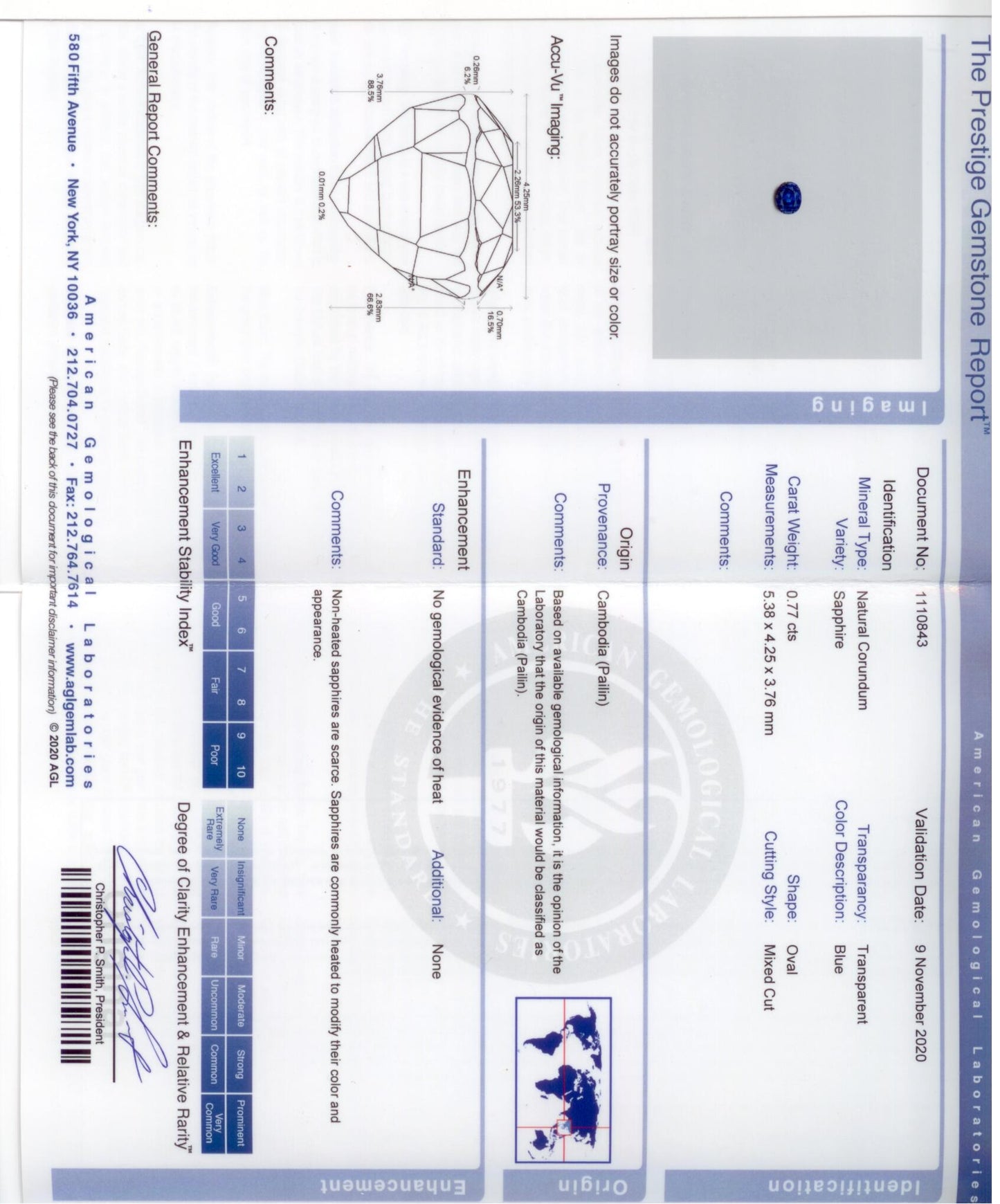 901785 - Platinum AGL Pailin Sapphire Diamond Ring