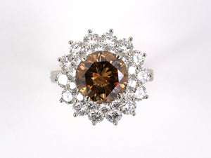 901789 - Circa 1960s Tiffany Platinum GIA Fancy Orange Brown Diamond Cluster Ring