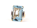 901798 - Retro Gold Aqua Diamond Ruby Cocktail Ring