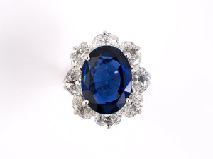 901807 - Circa 1998 Tiffany Platinum AGL Burma Sapphire Diamond Cluster Ring