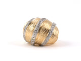 901808 - SOLD - Gold Diamond Carved 3 Row Domed Ring