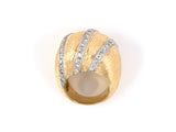 901808 - SOLD - Gold Diamond Carved 3 Row Domed Ring