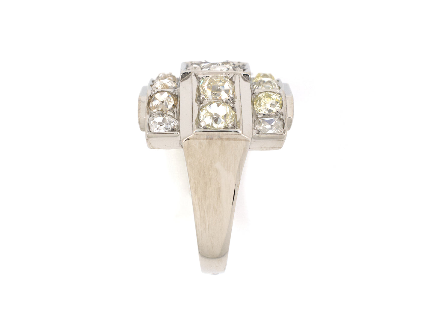 901812 - Retro Platinum Diamond 3 Row French Cocktail Ring