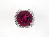 901818 - SOLD - Circa 1950 Platinum Rubellite Diamond Cluster Ring