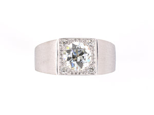 901819 - SOLD - Circa 1950 Platinum Gold Diamond Satin Finish Ring