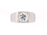 901819 - SOLD - Circa 1950 Platinum White Gold Diamond Satin Finish Ring