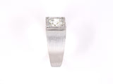 901819 - SOLD - Circa 1950 Platinum Gold Diamond Satin Finish Ring