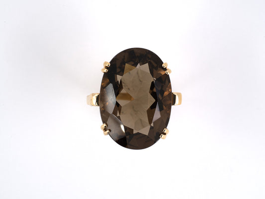 901826 - SOLD - Retro Gold Smoky Quartz Ring