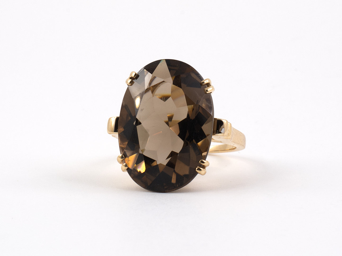 901826 - SOLD - Retro Gold Smoky Quartz Ring