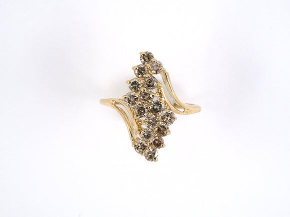 901833 - SOLD - Gold Diamond Tiered Swirl Ring