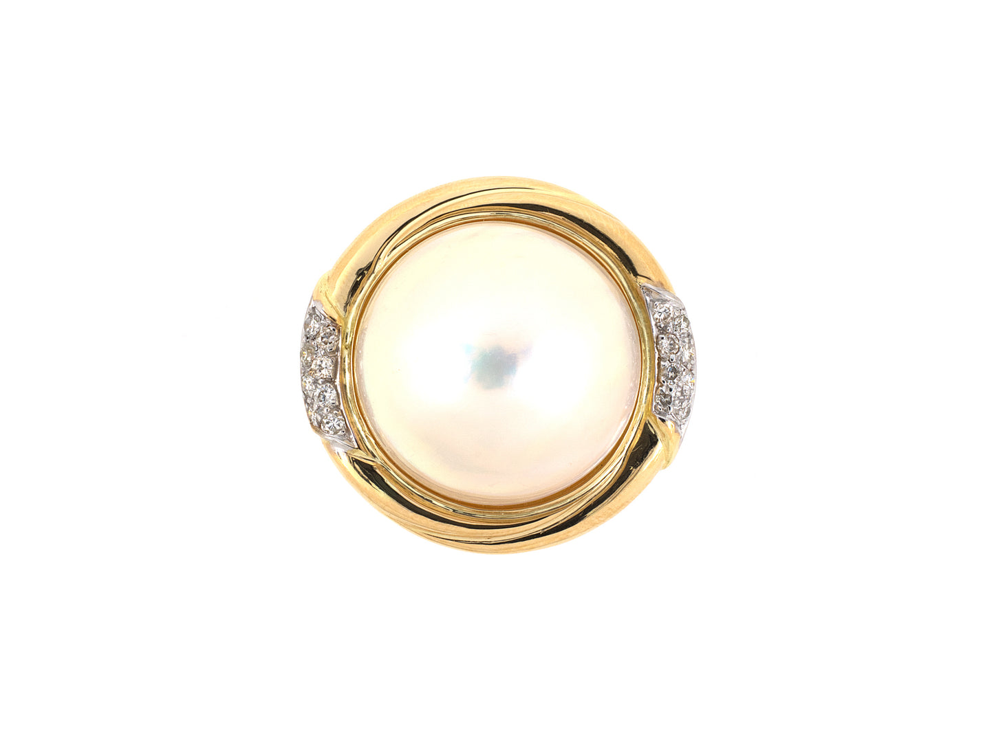 901834 - SOLD - Gold Diamond Mabe Pearl Swirl Ring