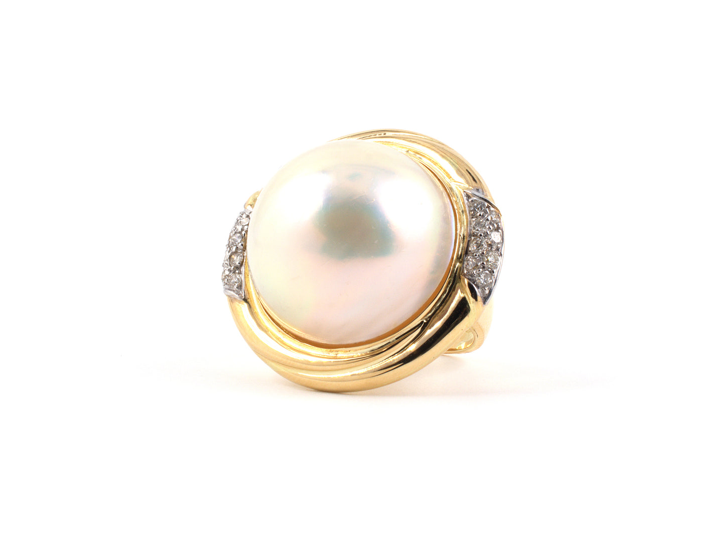 901834 - SOLD - Gold Diamond Mabe Pearl Swirl Ring