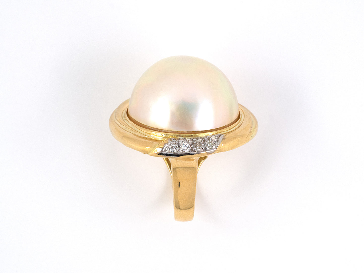901834 - SOLD - Gold Diamond Mabe Pearl Swirl Ring