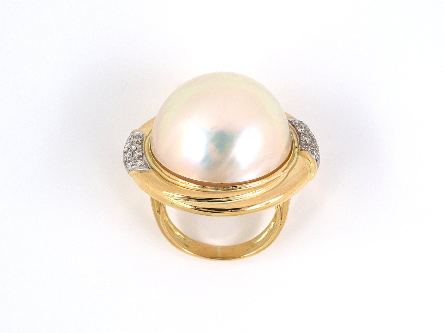 901834 - SOLD - Gold Diamond Mabe Pearl Swirl Ring
