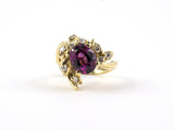 901836 - SOLD - Gold Pink Garnet Diamond Swirl Cluster Ring