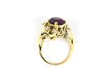 901836 - SOLD - Gold Pink Garnet Diamond Swirl Cluster Ring