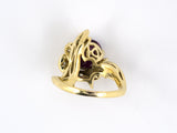 901836 - SOLD - Gold Pink Garnet Diamond Swirl Cluster Ring