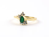 901838 - SOLD - E Van Clief Gold Emerald Diamond Twist Ring