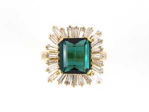 901840 - SOLD - Gold Tourmaline Diamond Ballerina Cluster Ring