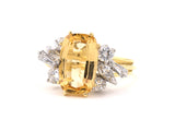 901843 - SOLD - Gold Topaz Diamond Cluster Ring
