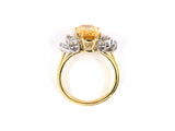 901843 - SOLD - Gold Topaz Diamond Cluster Ring