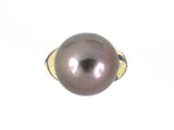 901849 - Dorota Gold South Sea Tahitian Black Pearl Enamel Carved Sabi Ring