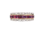 901853 - Circa 1950 Gold Diamond Ruby Sapphire Flag Hinged Reversible Eternity Ring