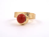 901856 - Circa 1970 Gold Coral Solitaire Square Shank Ring