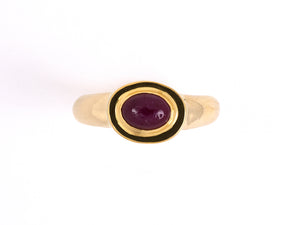 901858 - SOLD - Christopher Walling Gold Ruby Solitaire Ring