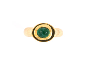 901859 - SOLD - Christopher Walling Gold Emerald Solitaire Ring