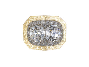 901867 - Circa 1960s Webb Platinum Gold GIA Diamond Cluster Ring