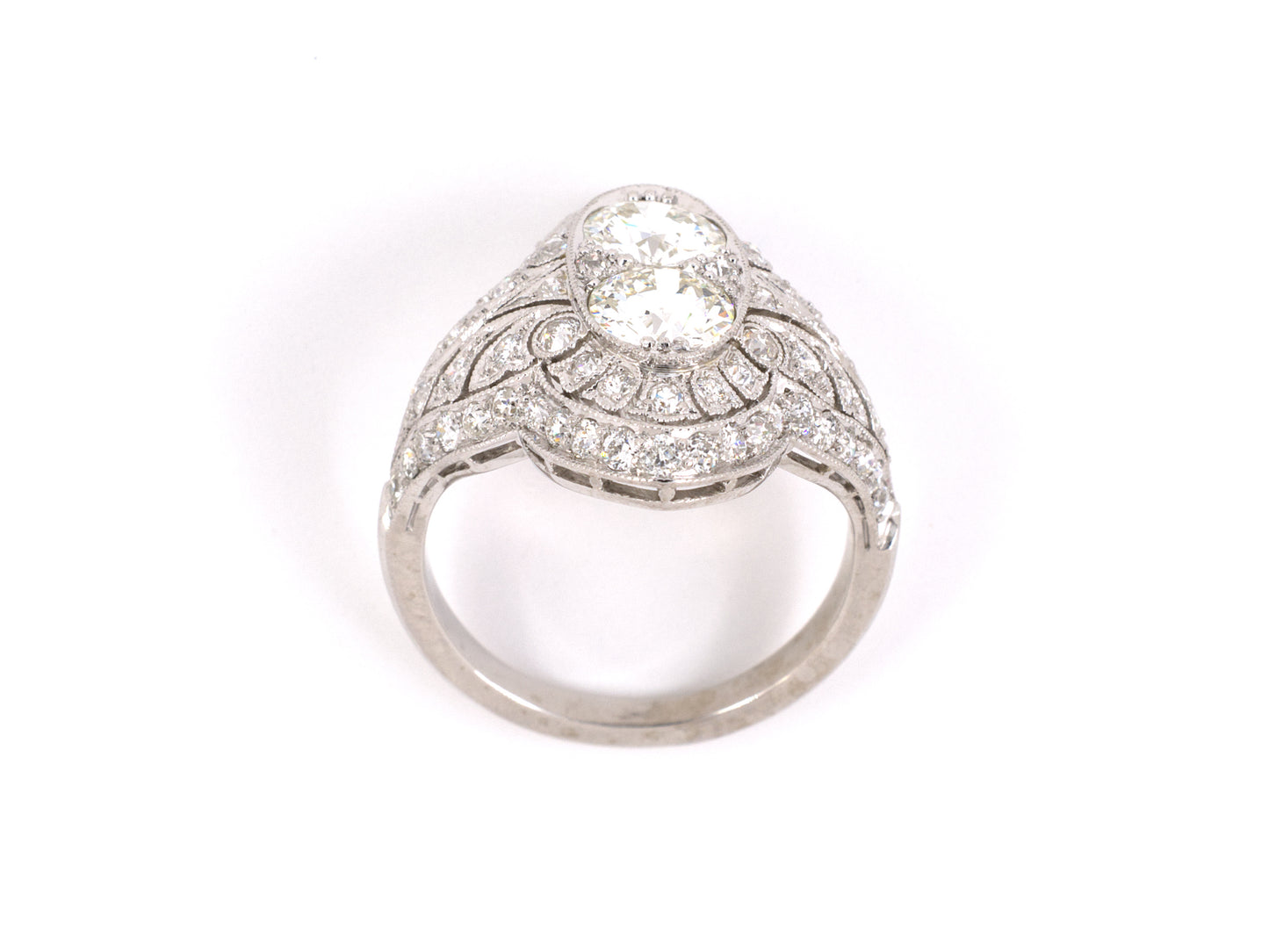 901870 - Edwardian Platinum Diamond 2-Stone Dinner Ring