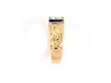 901871 - Jabel Gold Diamond Solitaire Carved Gents Ring