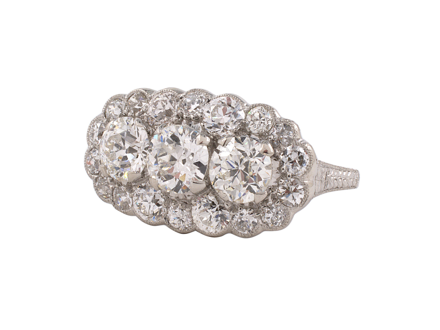 901876 - SOLD - Art Deco Platinum Diamond 3-Stone Ring