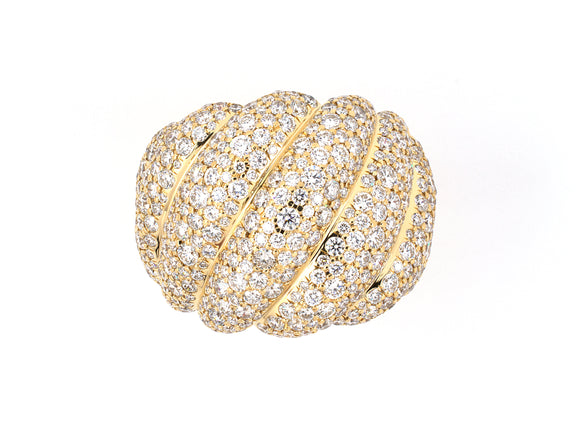 901877 - SOLD - David Yurman Gold Pave Diamond Diagonal Section Ring