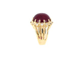 901879 - SOLD - Hubert Gold Diamond Cabochon Rubellite Cluster Ring